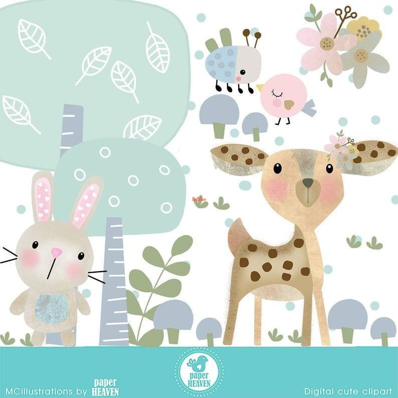 Wild Animal Floral Clipart