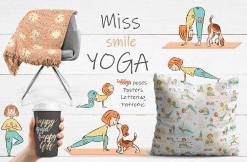 Yoga Classes Watercolor Illustration Set