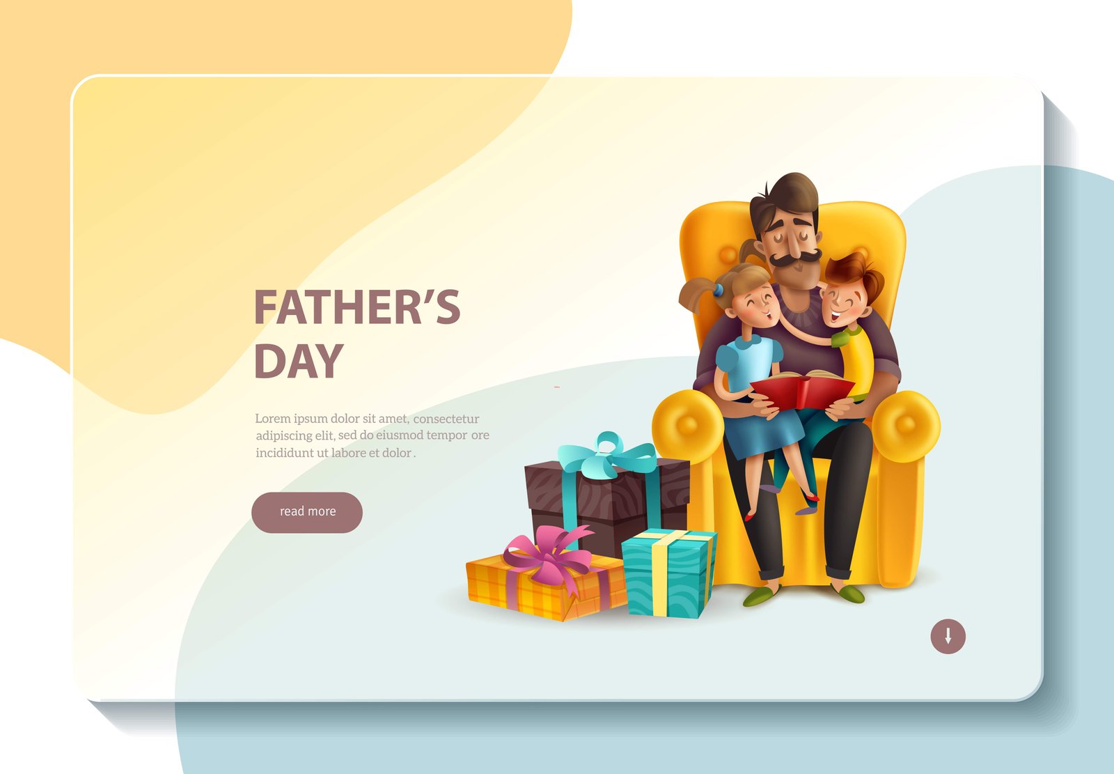 Dad hugging his kids banner template