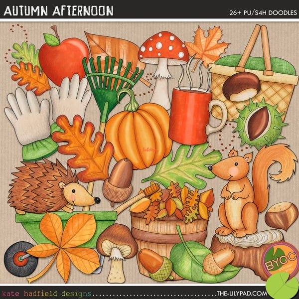 Autumn afternoon Watercolor Clipart