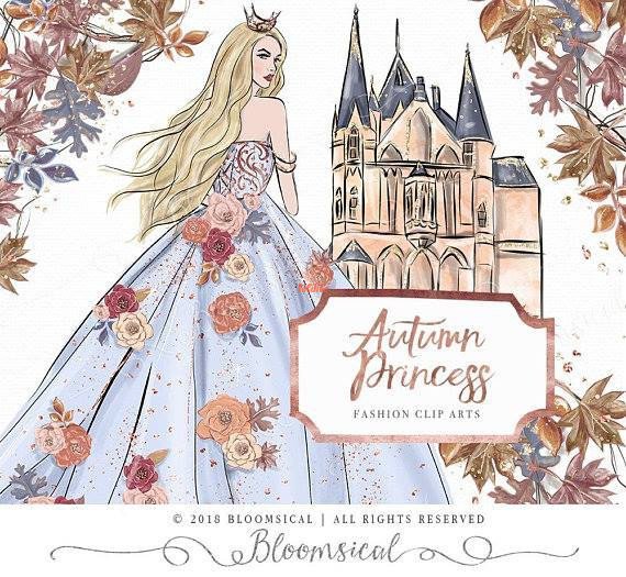 Autumn Fairytale Princess Clip Art