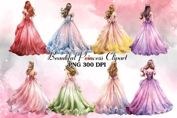 Beautiful Princess Watercolor Clipart