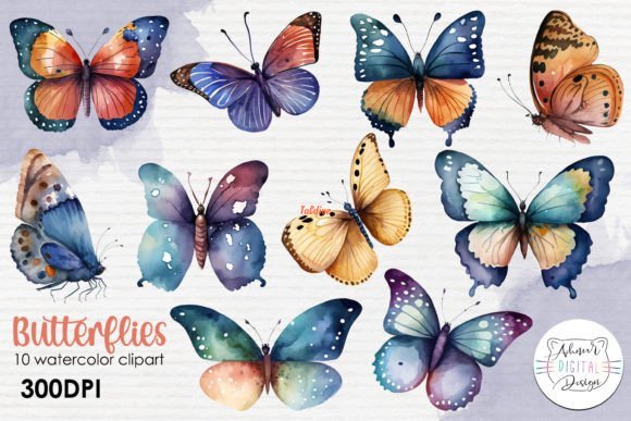 Butterflies Watercolor Clipart