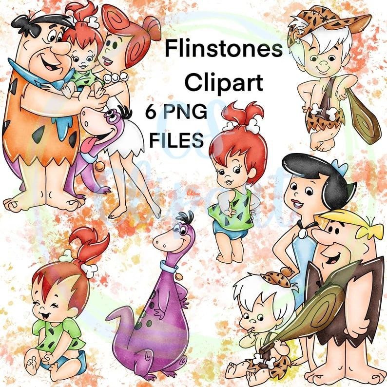 FLIN STONES - DRAWINGS Watercolor Clipart