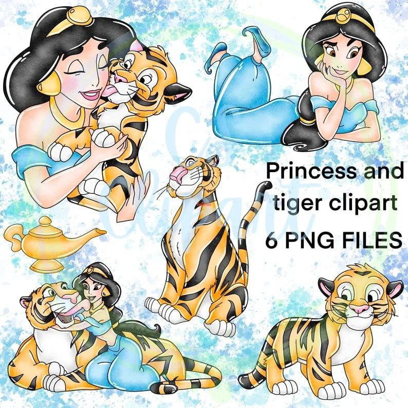 PRINCESS AND TIGER - Drawings Clipart