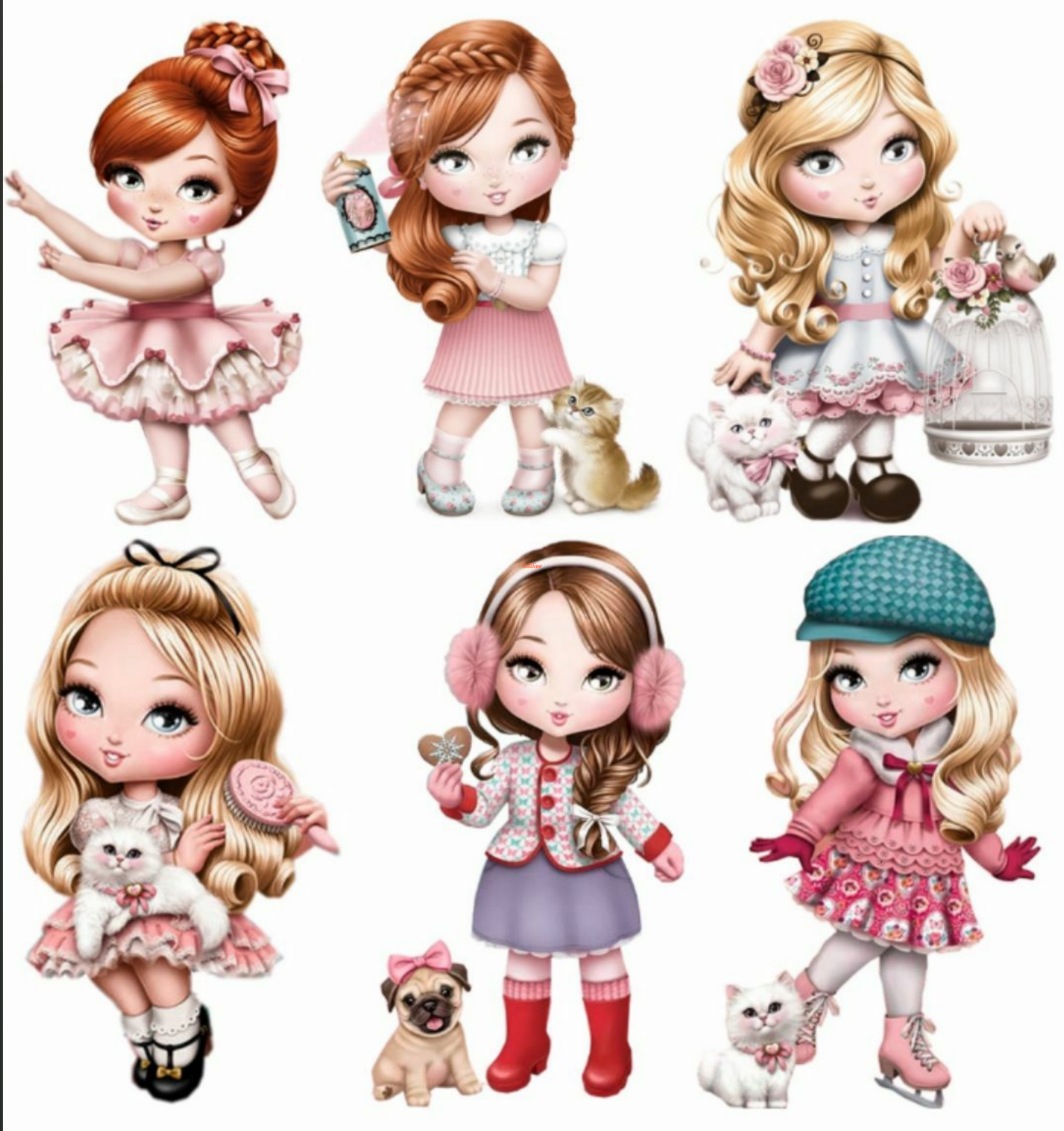 Jolie Doll Watercolor Clipart Illustrations