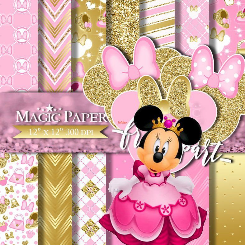 Minnie Gold Digital Printable Papers