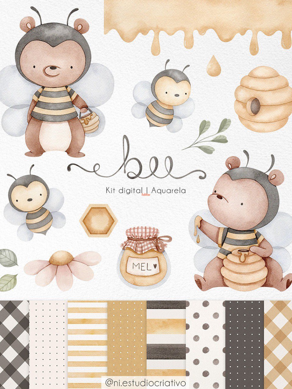 Bee kid bee papers and clipart Collection