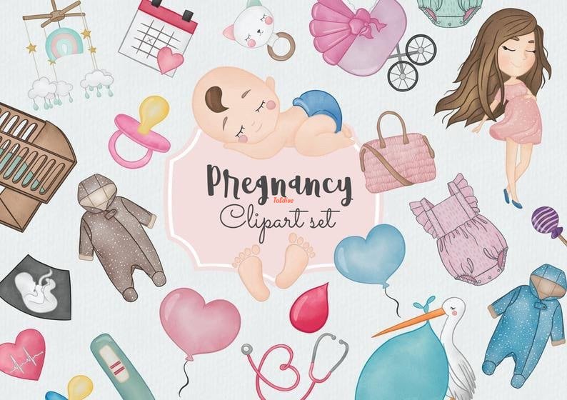 Pregnancy and Motherhood Watercolor Illustration