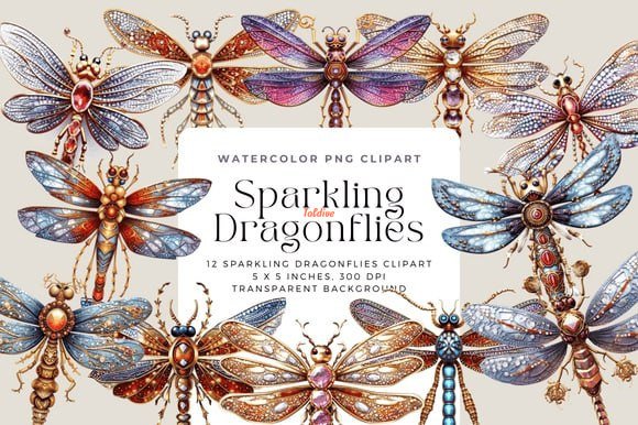 Sparkling Dragonfly Cliparts