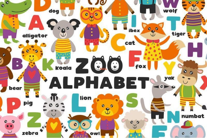 Alphabet with animals Clipart Bundle