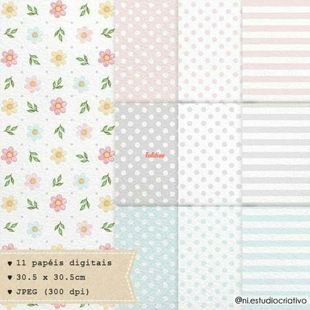 Wild Animal Floral Digital Pattern Papers