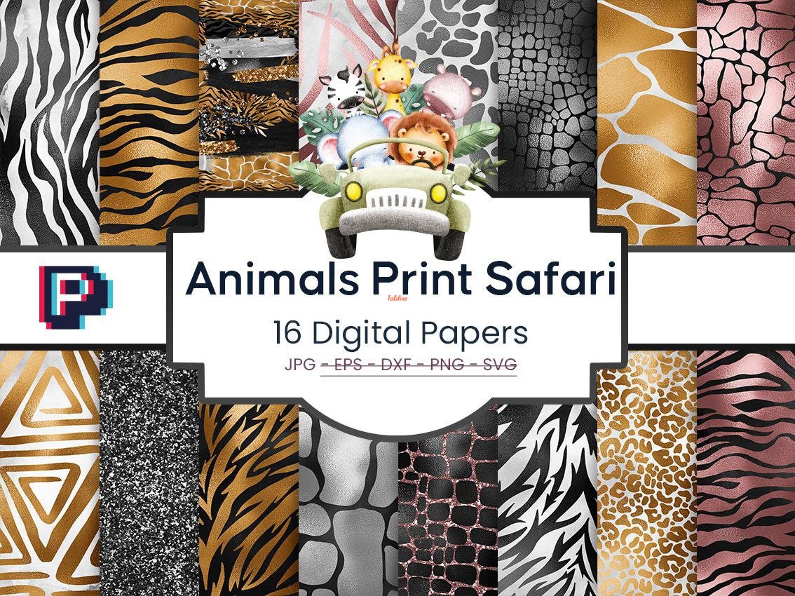 Animals Print Safari Digital Paper