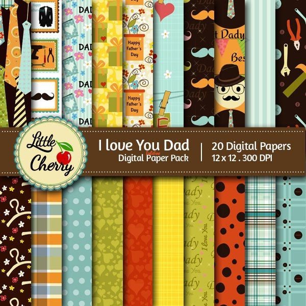 Little Cherry - I love you dad Digital Papers