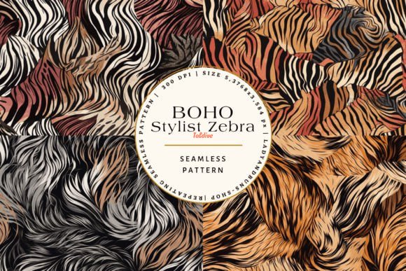 Boho Stylist Zebra Seamless Patterns