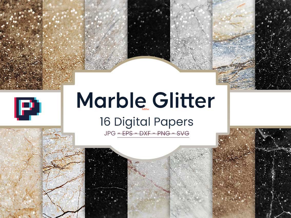 Clip Marble Glitter Digital Paper