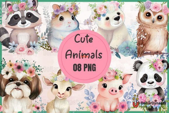 Cute Animals Watercolor Bundle Clipart