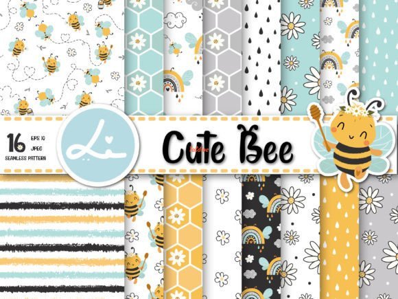 Cute Bees Digital Papers