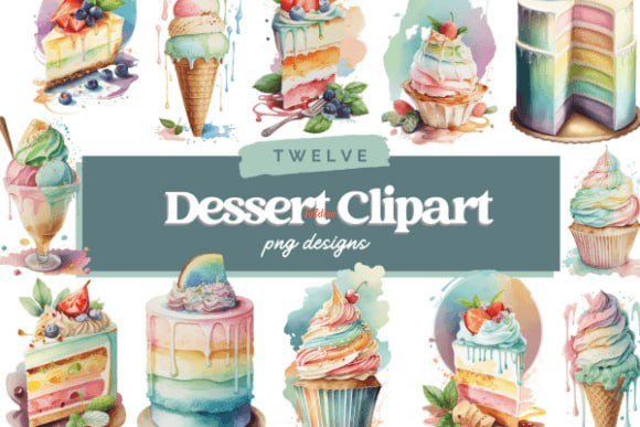 Dessert Watercolor Clipart Set