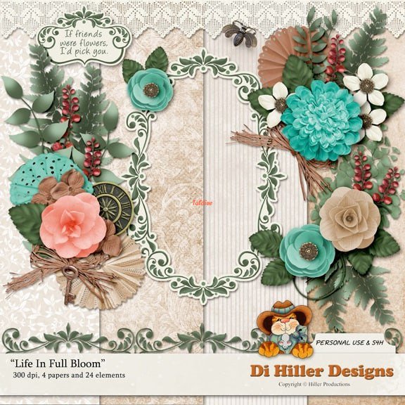 Life In Full Bloom Floral Clipart pack