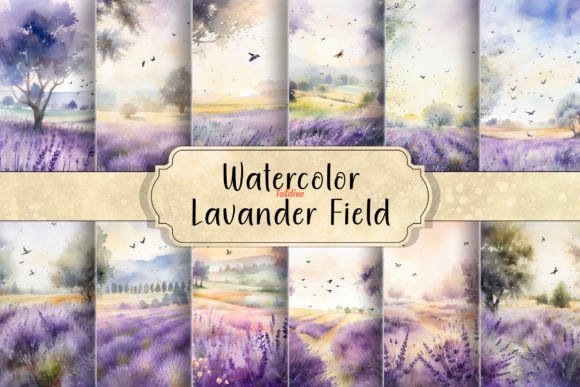 Lavander field digital paper pack