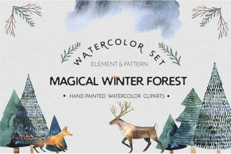 Magical Winter Forest Clipart