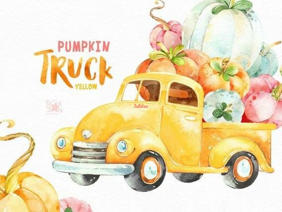 Pumpkin truck yellow Clipart