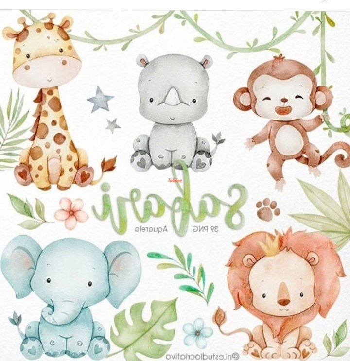 Floral Safari Wild Animals Clipart