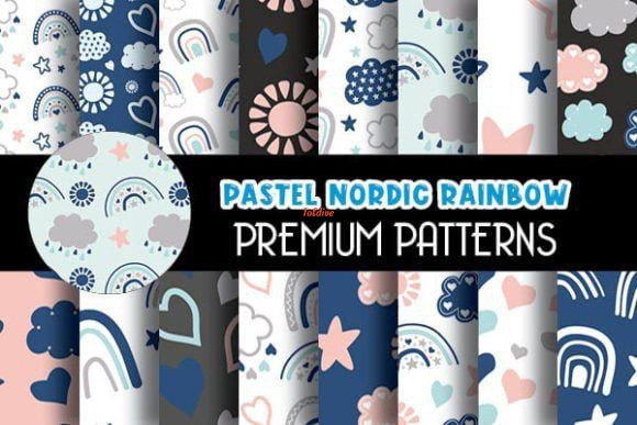 Pastel Nordic Rainbow premium patterns