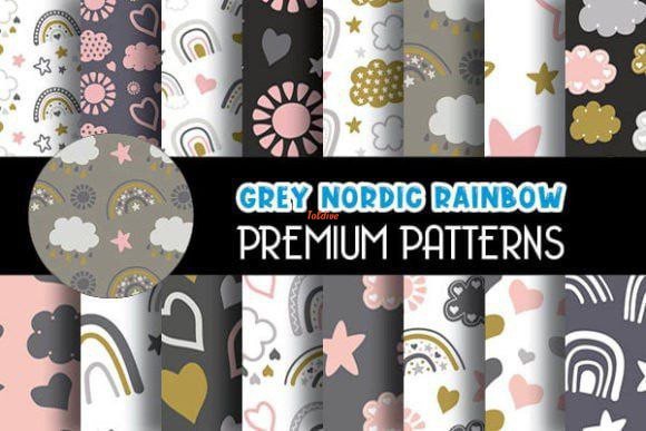 Grey Nordic Rainbow premium patterns