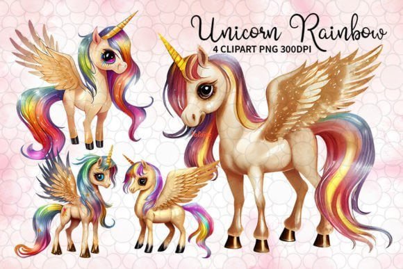 Rainbow Unicorn Clipart Illustration