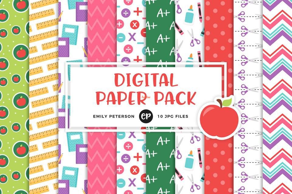 School Day Digital Paper pack