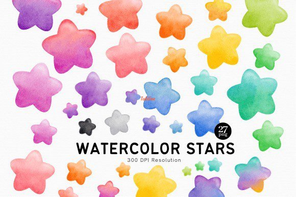 Watercolor Stars Clipart