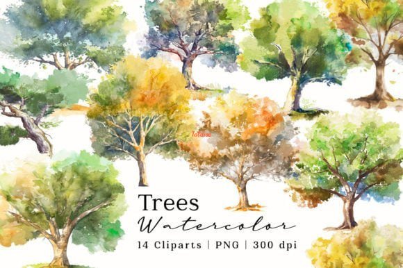 Trees Watercolor PNG Clipart