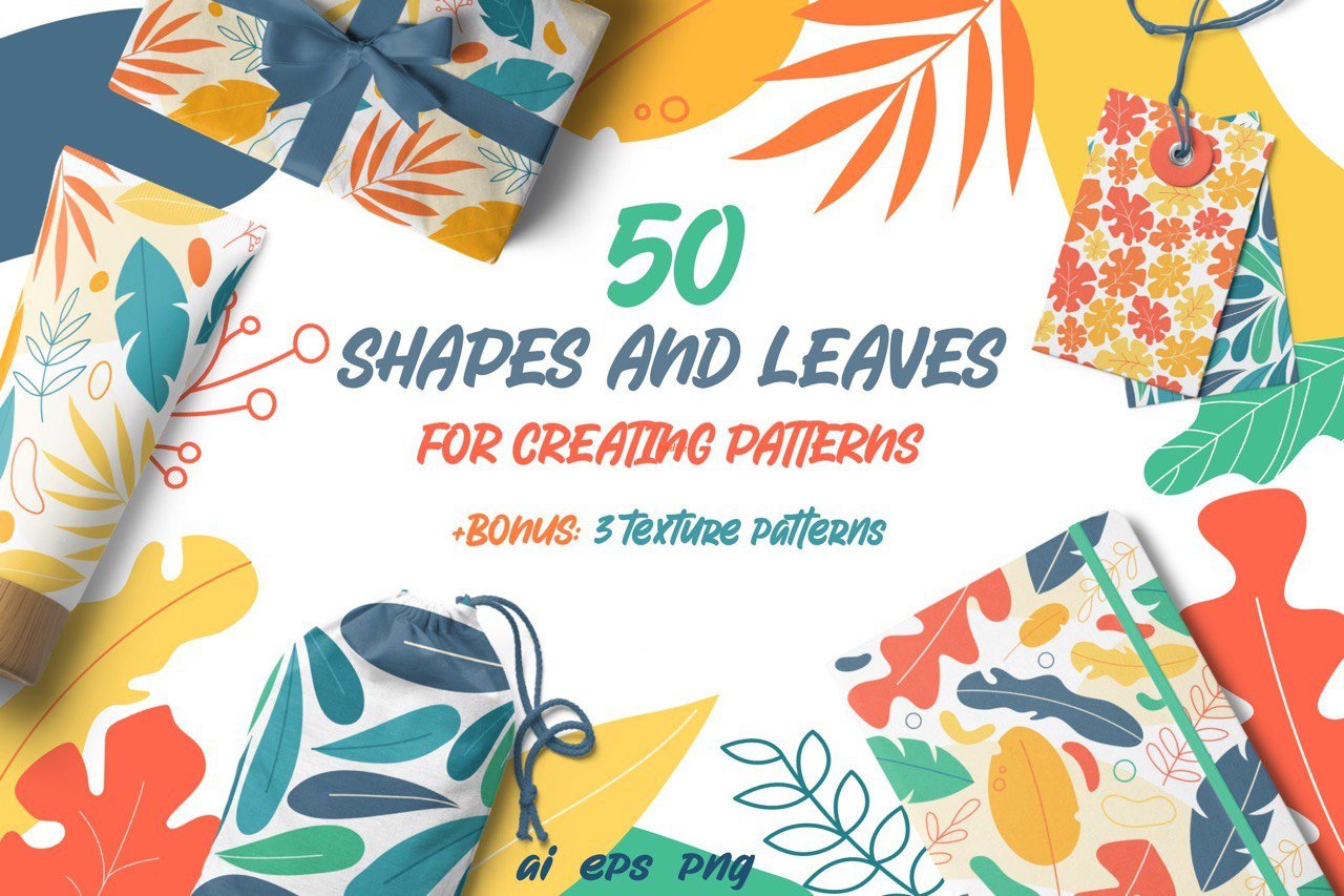 Shapes and leaves for Seamless patterns