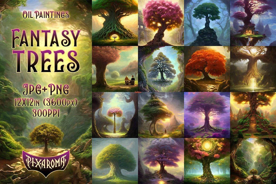 100 Fantasy Trees - Oil Painting Art