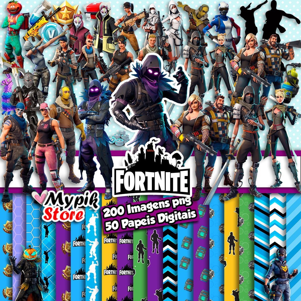 FORTNITE CLIPART AND PAPERS Kit