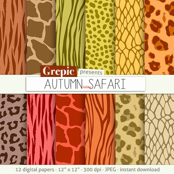 Autumn Safari Digital Papers Pack