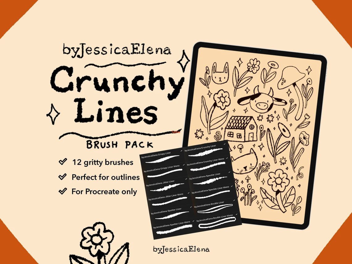 Crunchy Lines Brushes for Procreate