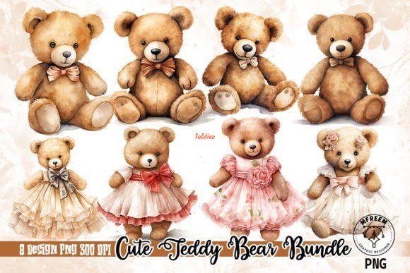 Cute teddy bear sublimation clipart