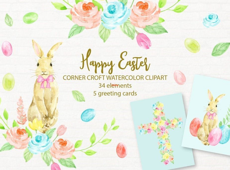 Happy Easter Floral clipart set