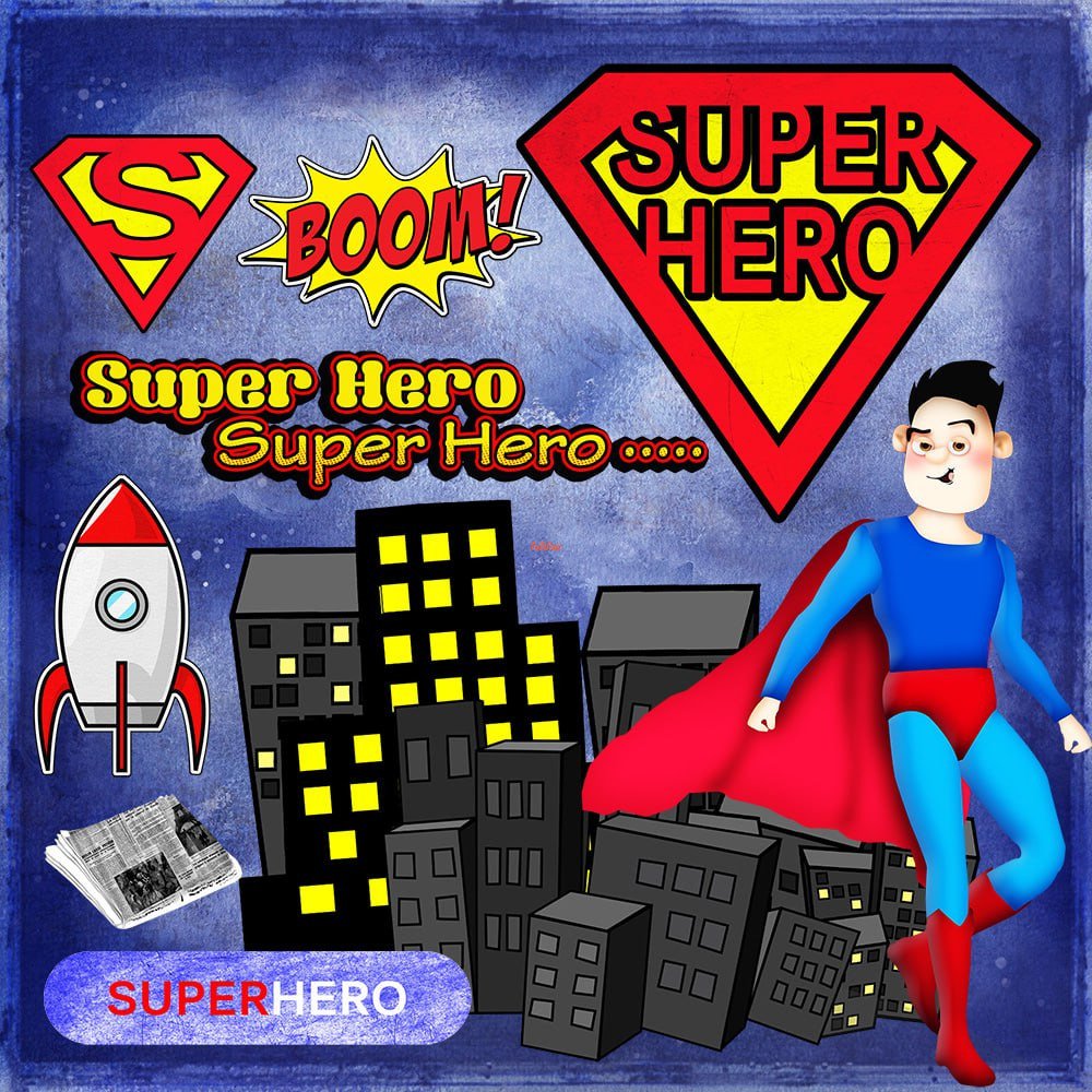 Super Hero Man Clipart Illustration