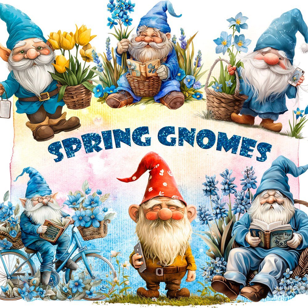 Spring Gnomes Watercolor Sublimation