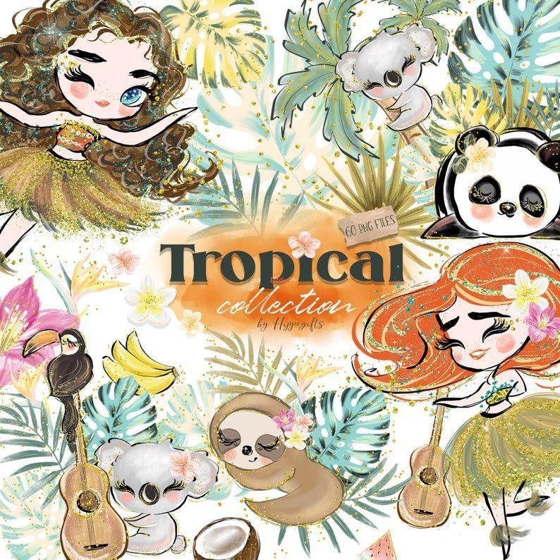 Tropical Animals Watercolor Clipart Collection