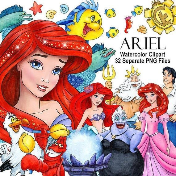 Ariel Watercolor Clipart Set