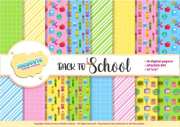 Back to school digital paper