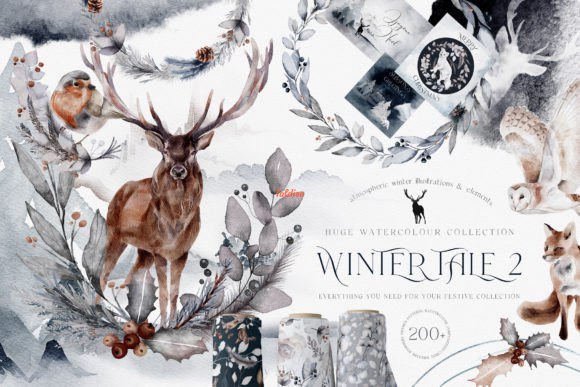 Huge Winter Festive Collection Graphics Mega Bundle