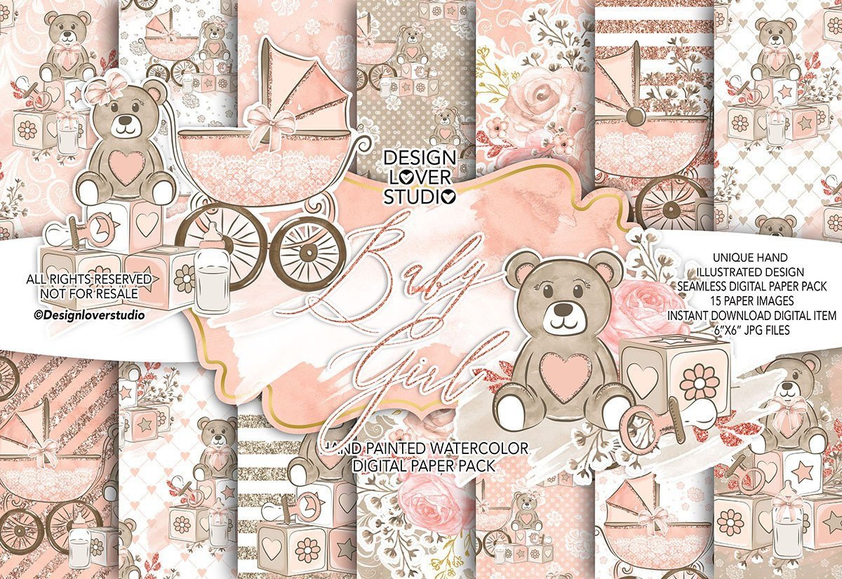 Baby Girl digital paper pack