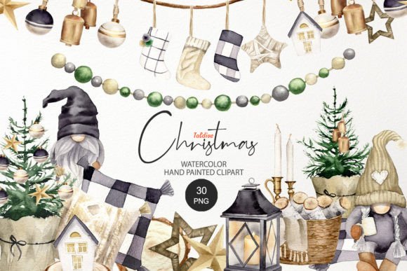 Christmas farmhouse ornament clipart