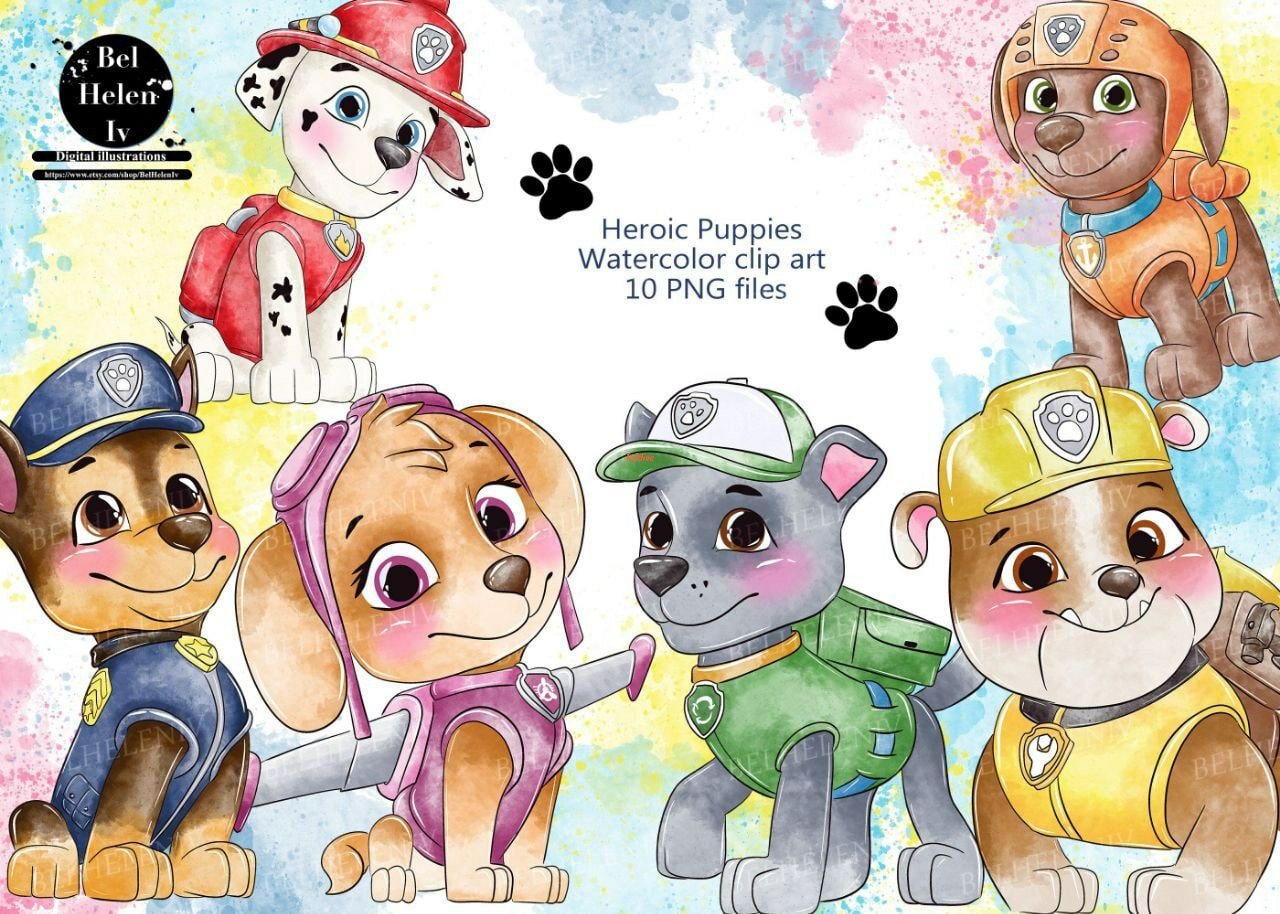 Heroic Puppies Watercolor Clipart